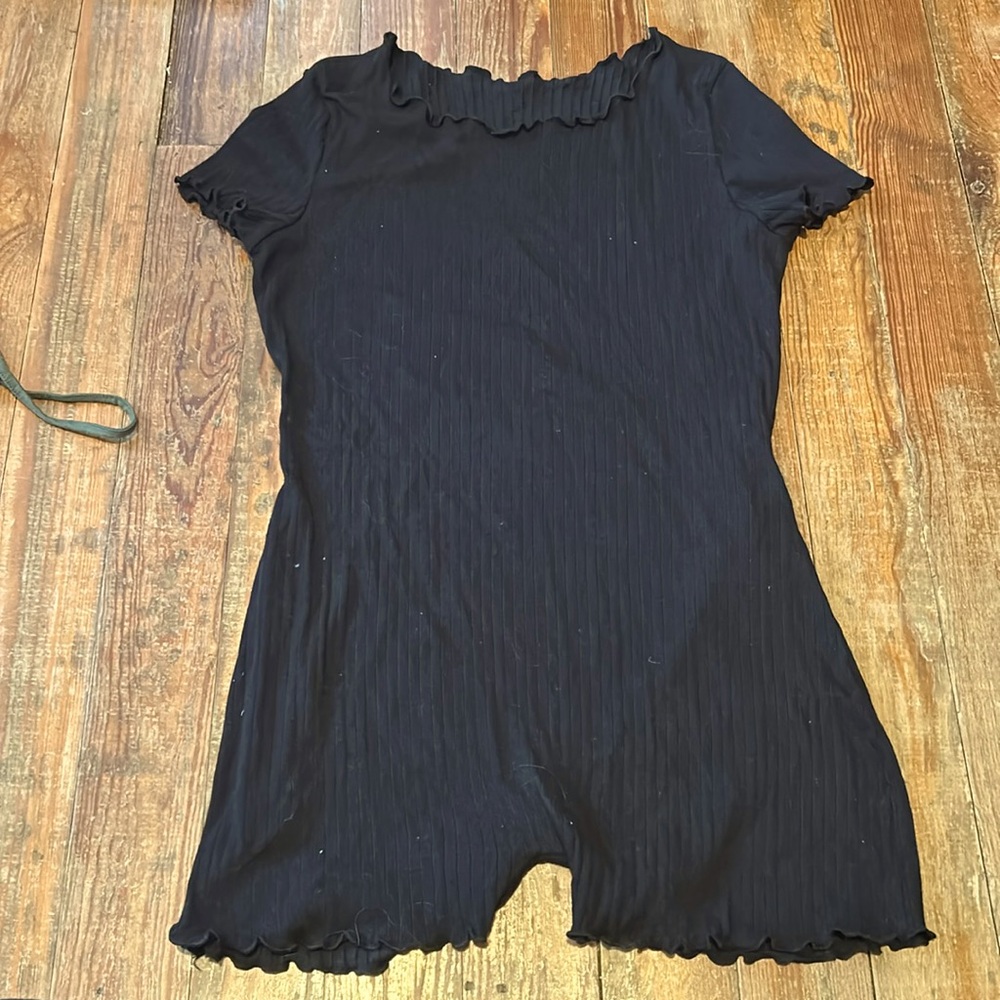 Rib knit skinny rumper black